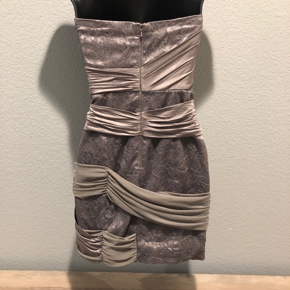 SOLD! Bebe Lace Silver & Lace Tube Top Dress - Picture 2 of 5